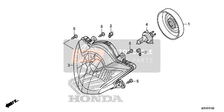 Honda SH125AS 2014 Headlight for a 2014 Honda SH125AS